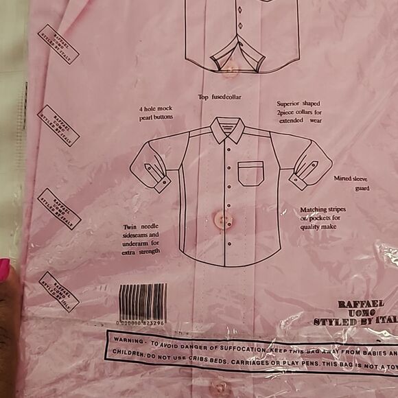 Raffael Uomo Men's Button-Down Long Sleeves Shirt Medium Pink - Picture 6 of 16